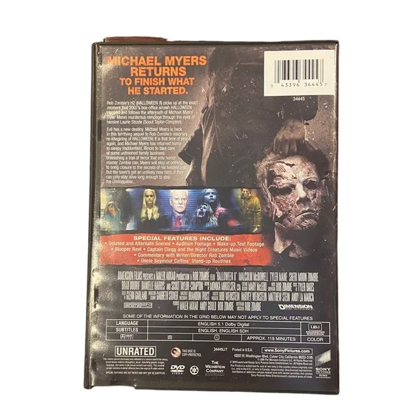 ❗️5/$25❗️Rob Zombie's Halloween II Unrated Director's Cut DVD - Picture 3 of 3